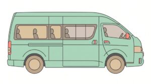10人乗りワゴンのイラスト｜多列シートの大型ワゴン