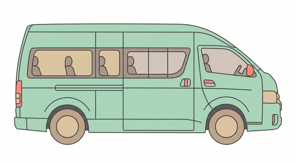 10人乗りワゴンのイラスト｜多列シートの大型ワゴン