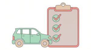 中古車の買い方のイラスト｜車とチェックリスト