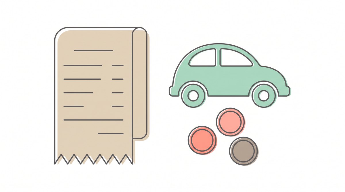 中古車の諸費用のイラスト｜明細書と車