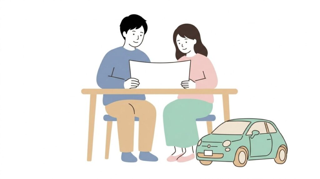 ローンの残債を確認しながら車の売却を検討する夫婦