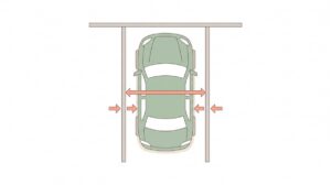 駐車枠のなかのクルマの全幅